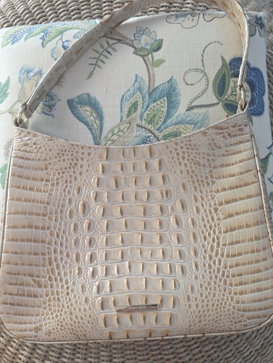 Brahmin Handbags - Brahmin Cream Croc-Embossed Shoulder Bag